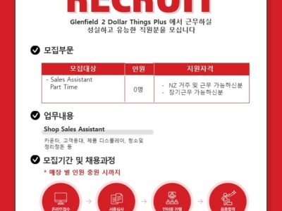 Two Dollar Things Plus Glenfield 점에서 Part Time 직원을 구합니다