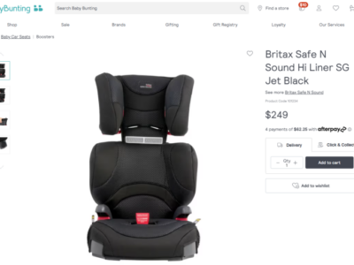 Britax Safe N Sound Hi Liner SG Jet Black 부스터 팝니다.