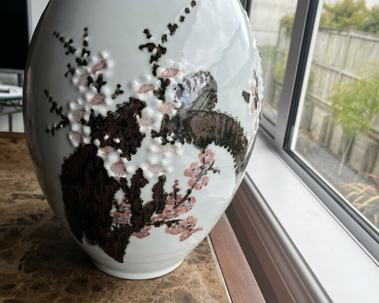 도자기, 실크 자수, 촛대